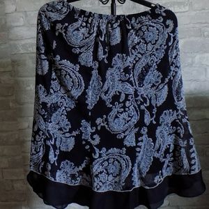Dark Blue Patterned Chiffon Skirt